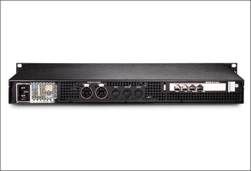 Rear view of a rack-mounted CS6 unit showing power supply, input-output ports, and network connections.